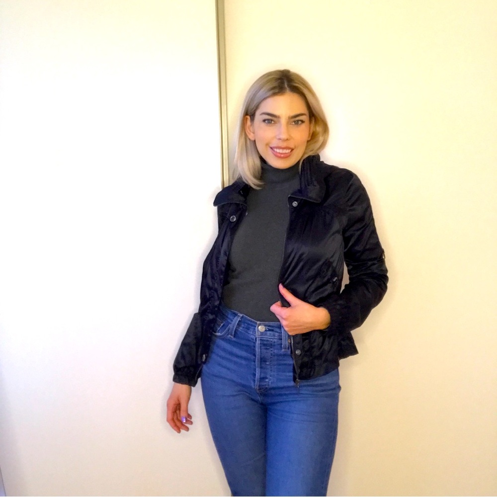 EDC Black Satin Jacket with Hood